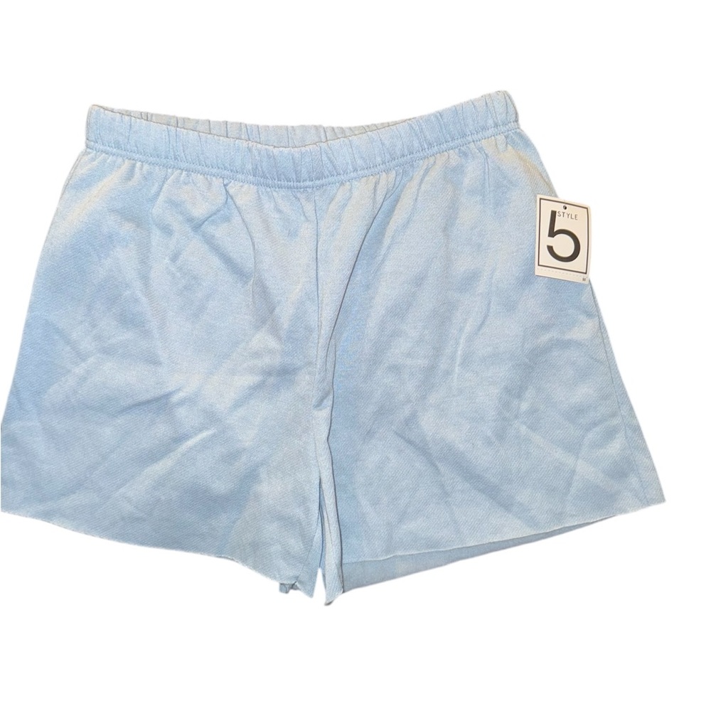 Sky Blue Elastic Waist Shorts